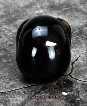 Hexenshop Dark Phönix  Kristall Schädel Minos aus Lamellen Obsidian